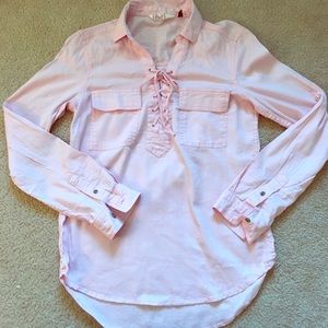 Lace up collared top